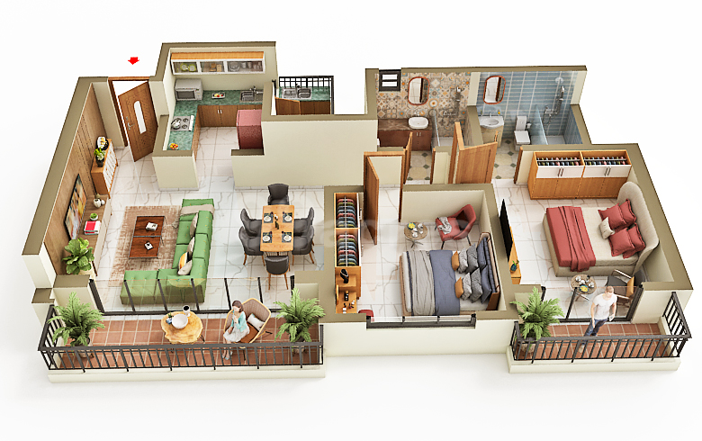 2 BHK Floor Plan