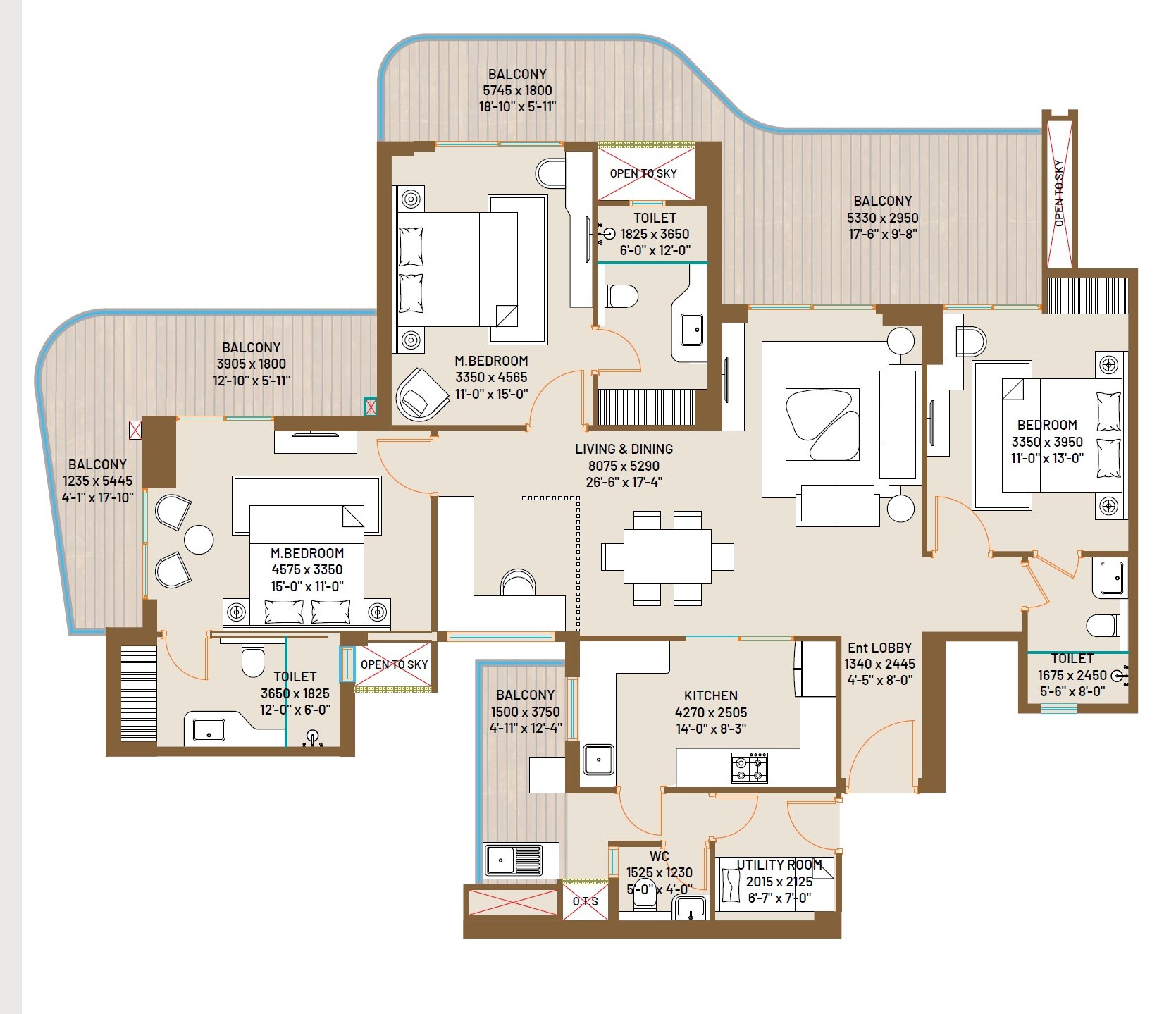4 BHK Floor Plan