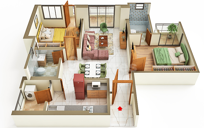 2 BHK Floor Plan