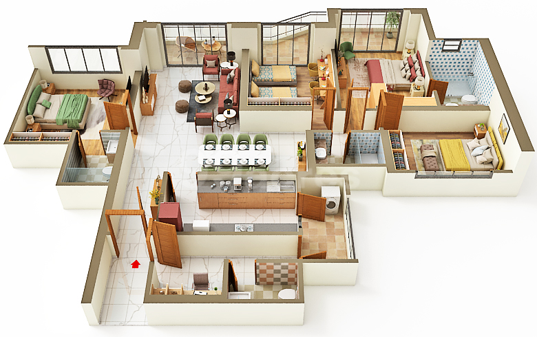 4 BHK Floor Plan