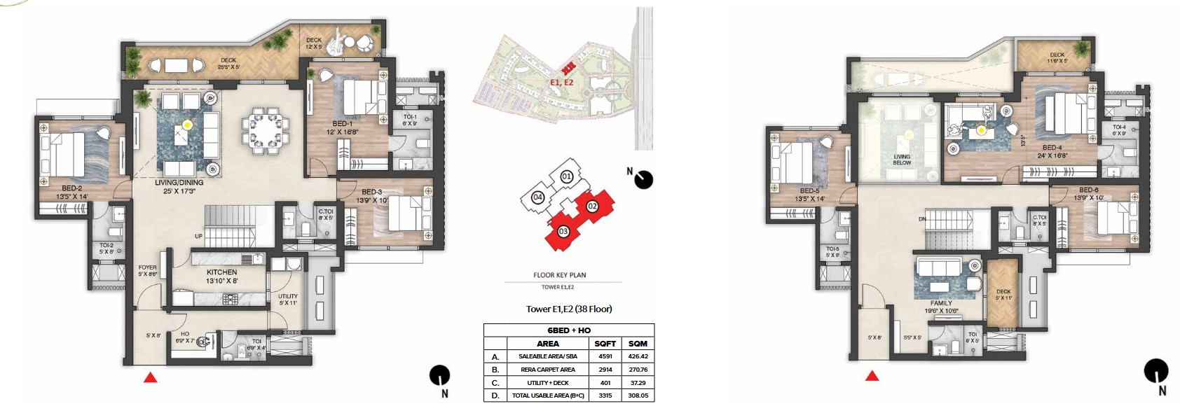 6 BHK Floor Plan
