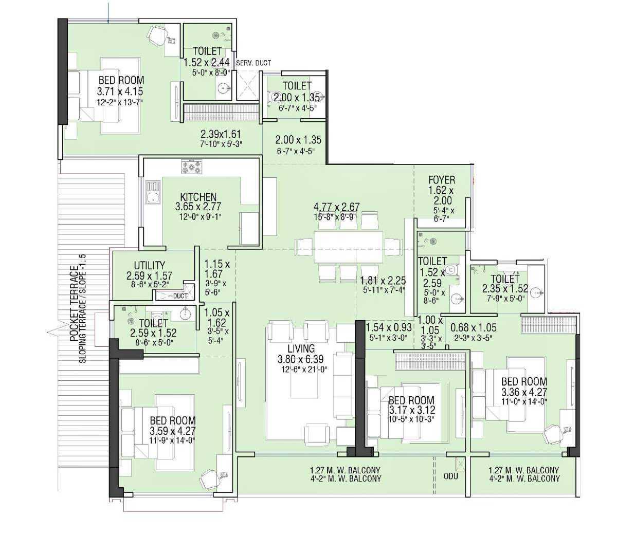 4 BHK Floor Plan