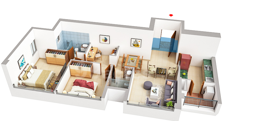 2 BHK Floor Plan