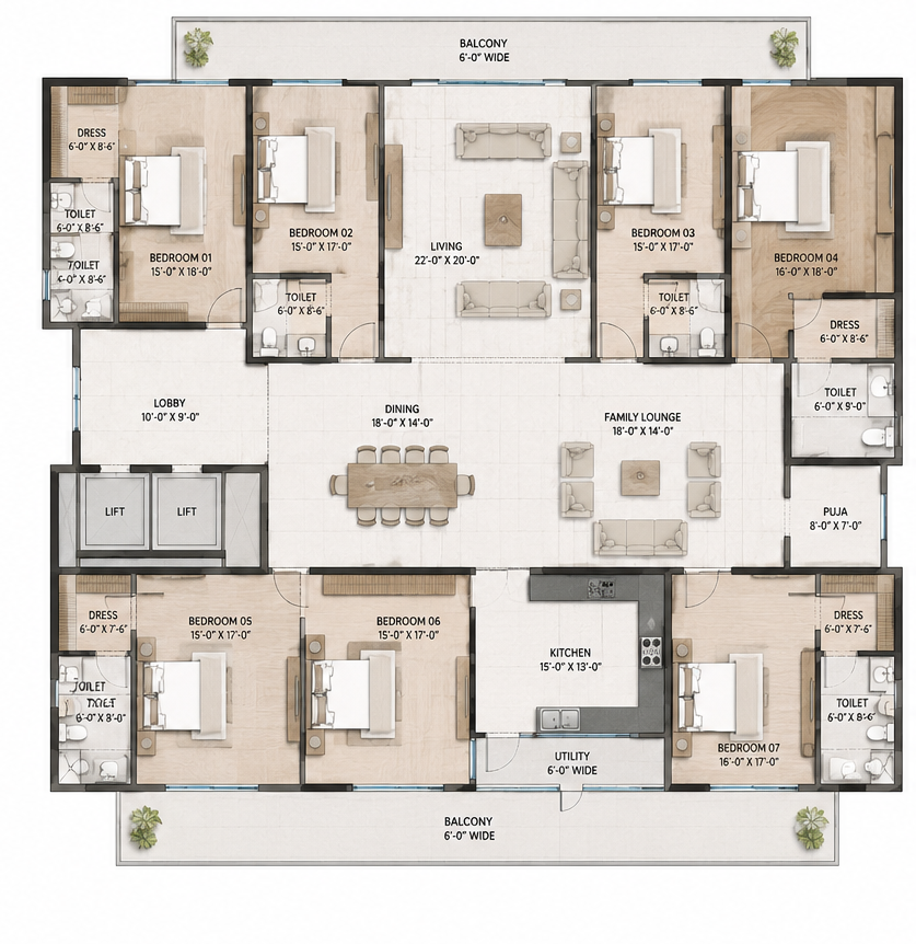 7 BHK Floor Plan