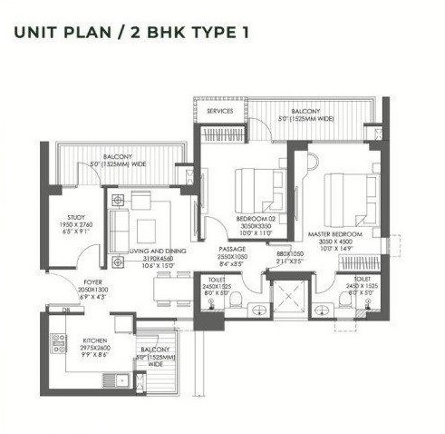2 BHK Floor Plan