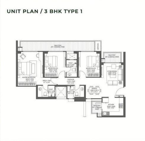 3 BHK Floor Plan