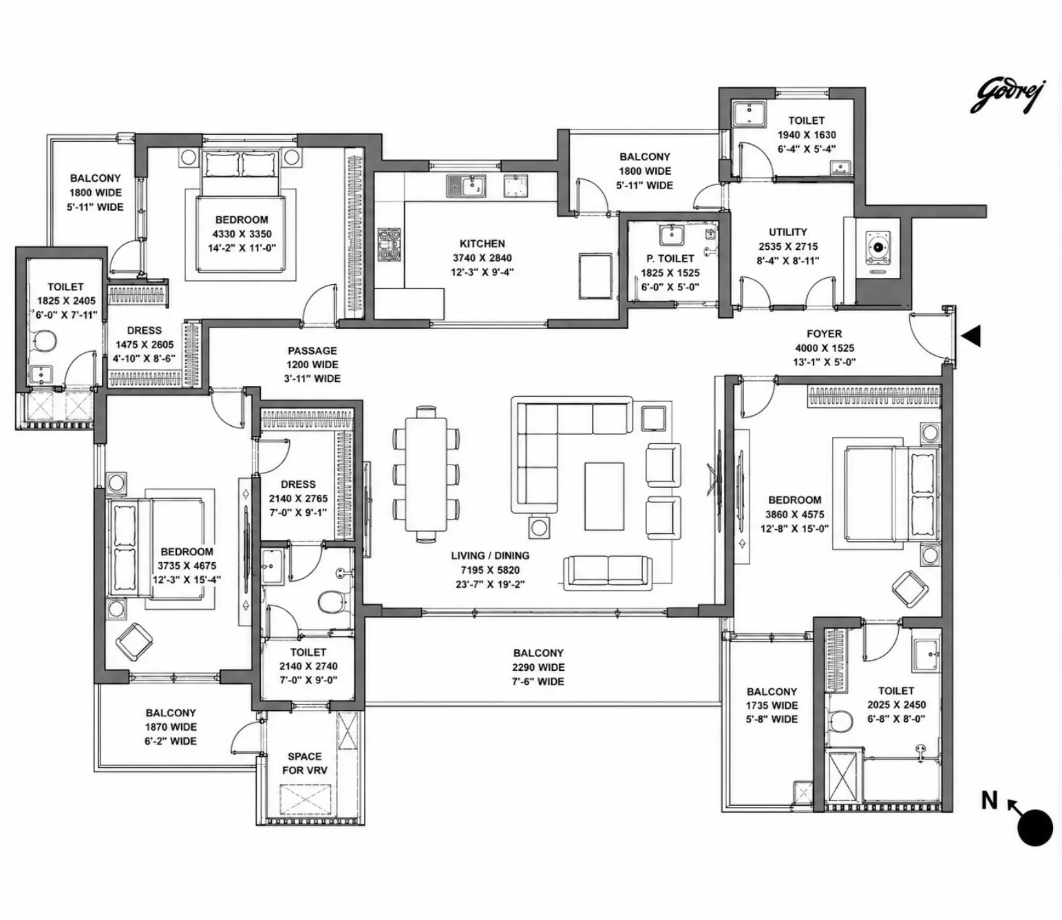 3 BHK Floor Plan