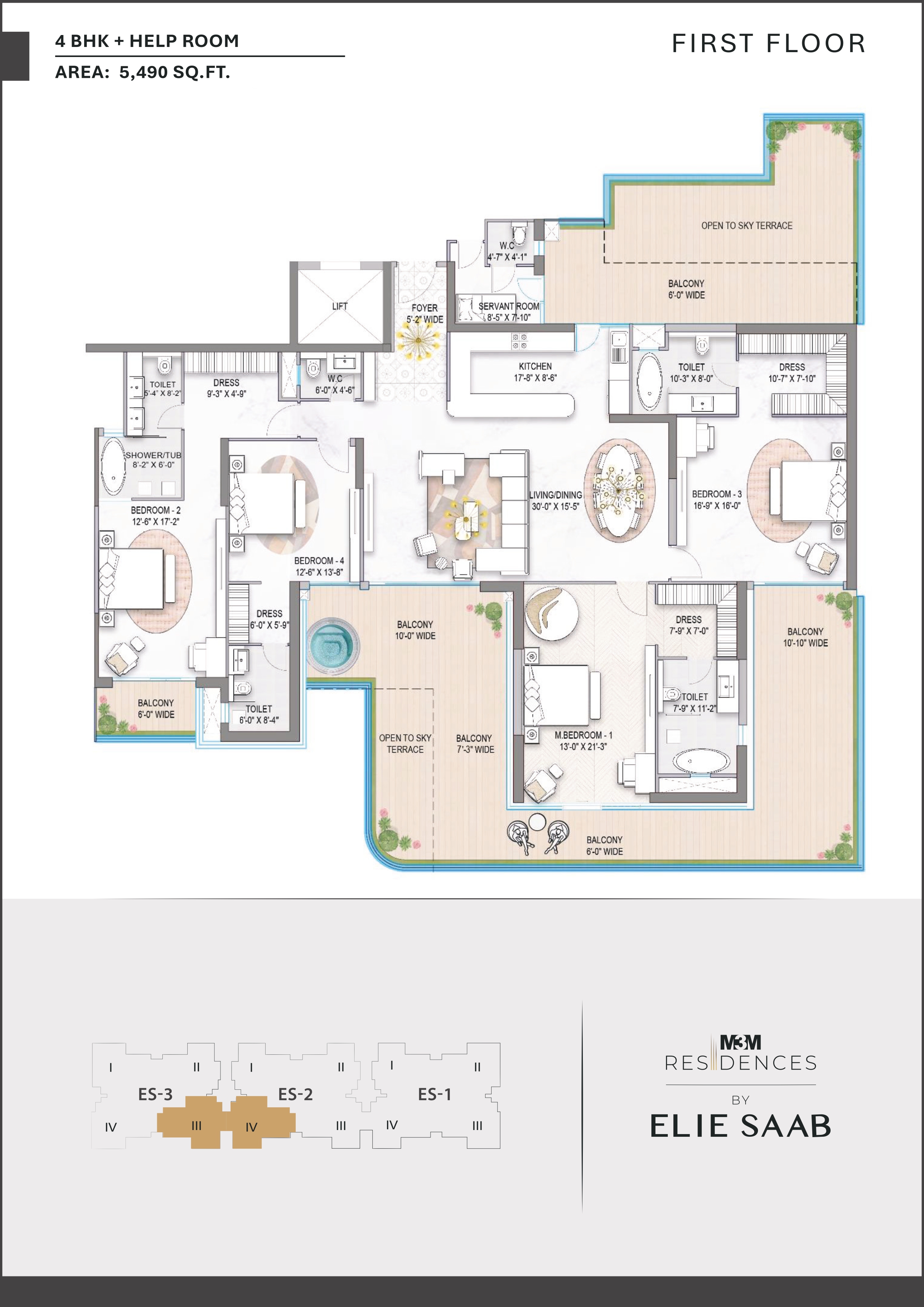 4 BHK + Utility Floor Plan