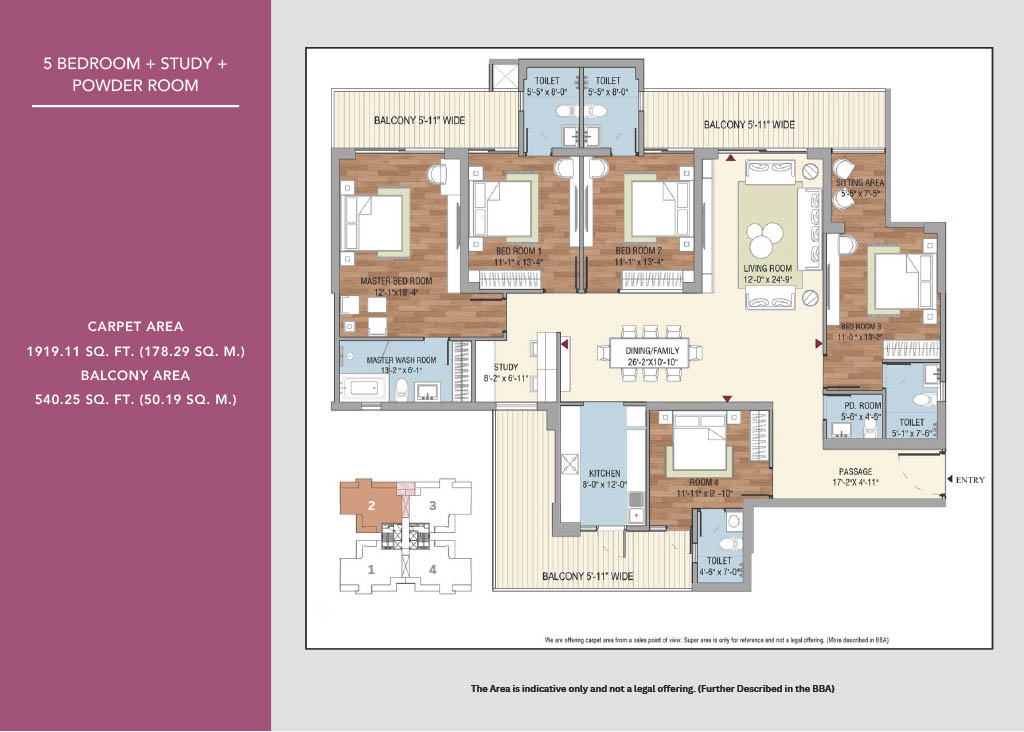 5 BHK Apartment Floor Plan