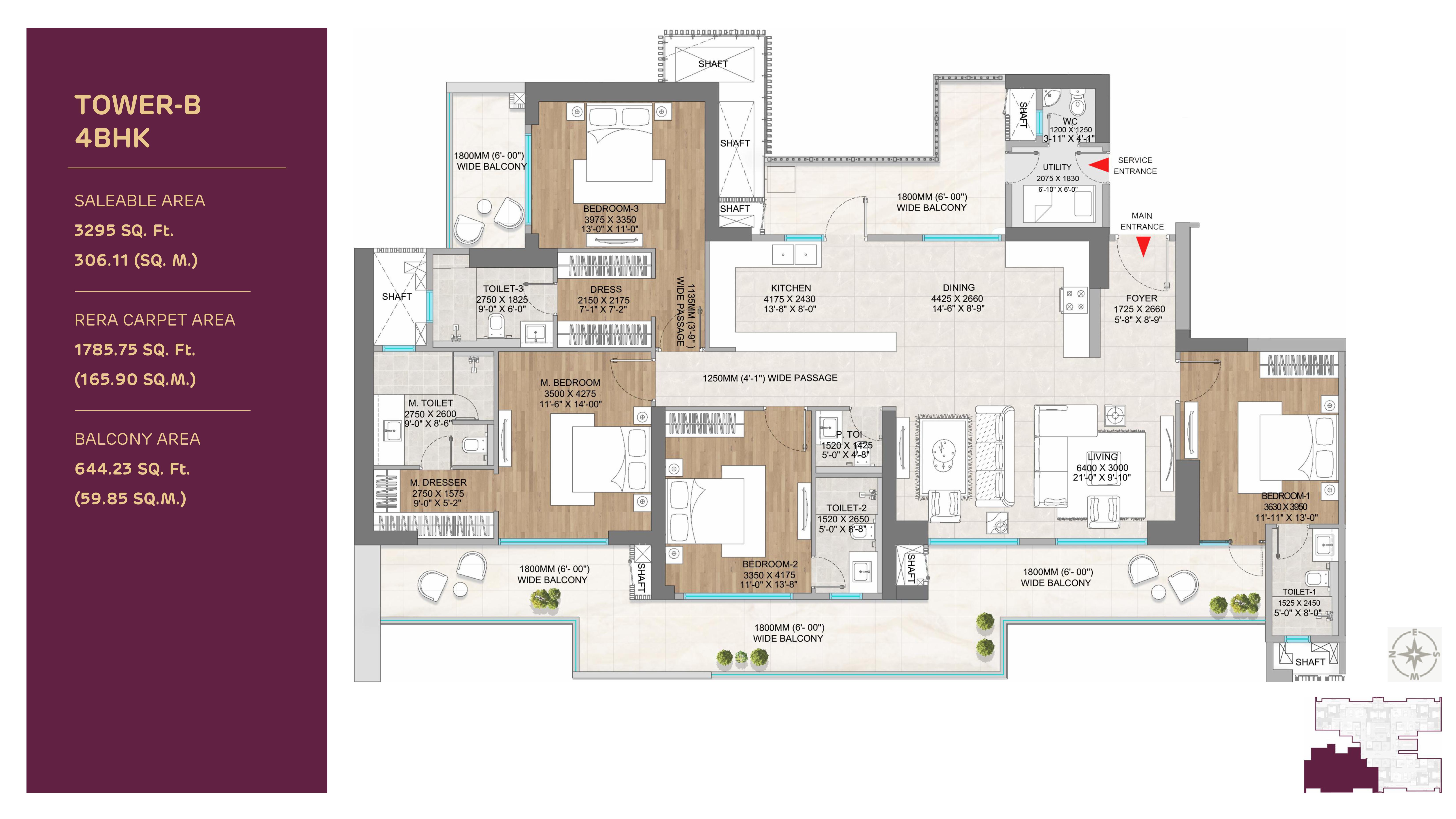 4 BHK Floor Plan