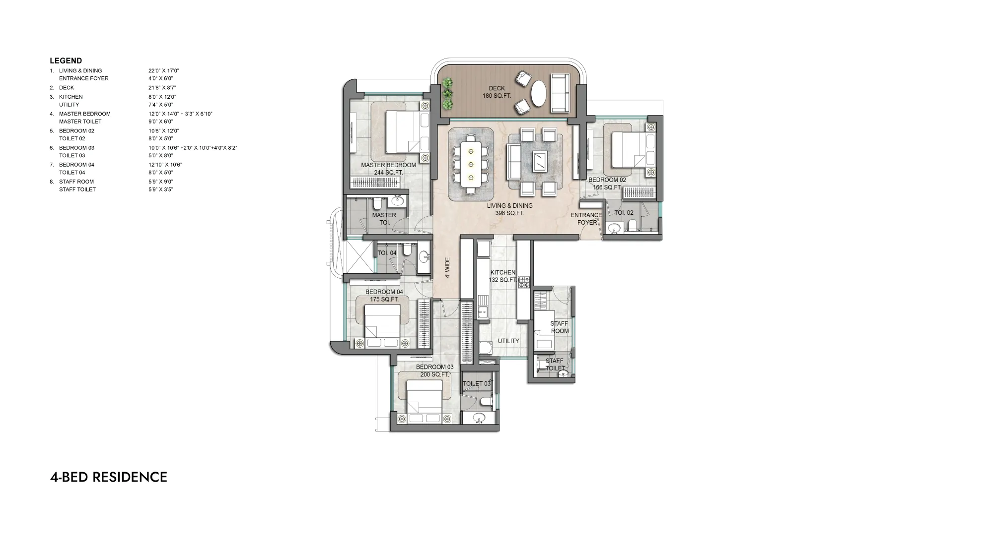 4 BHK Floor Plan
