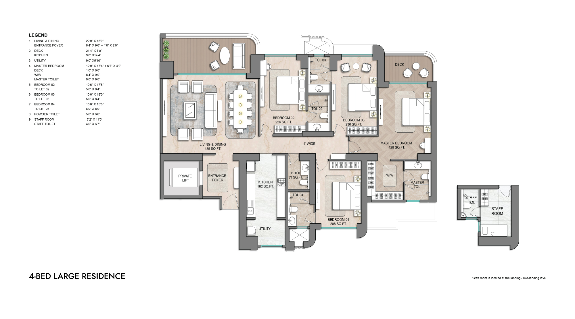 4 BHK Large Floor Plan