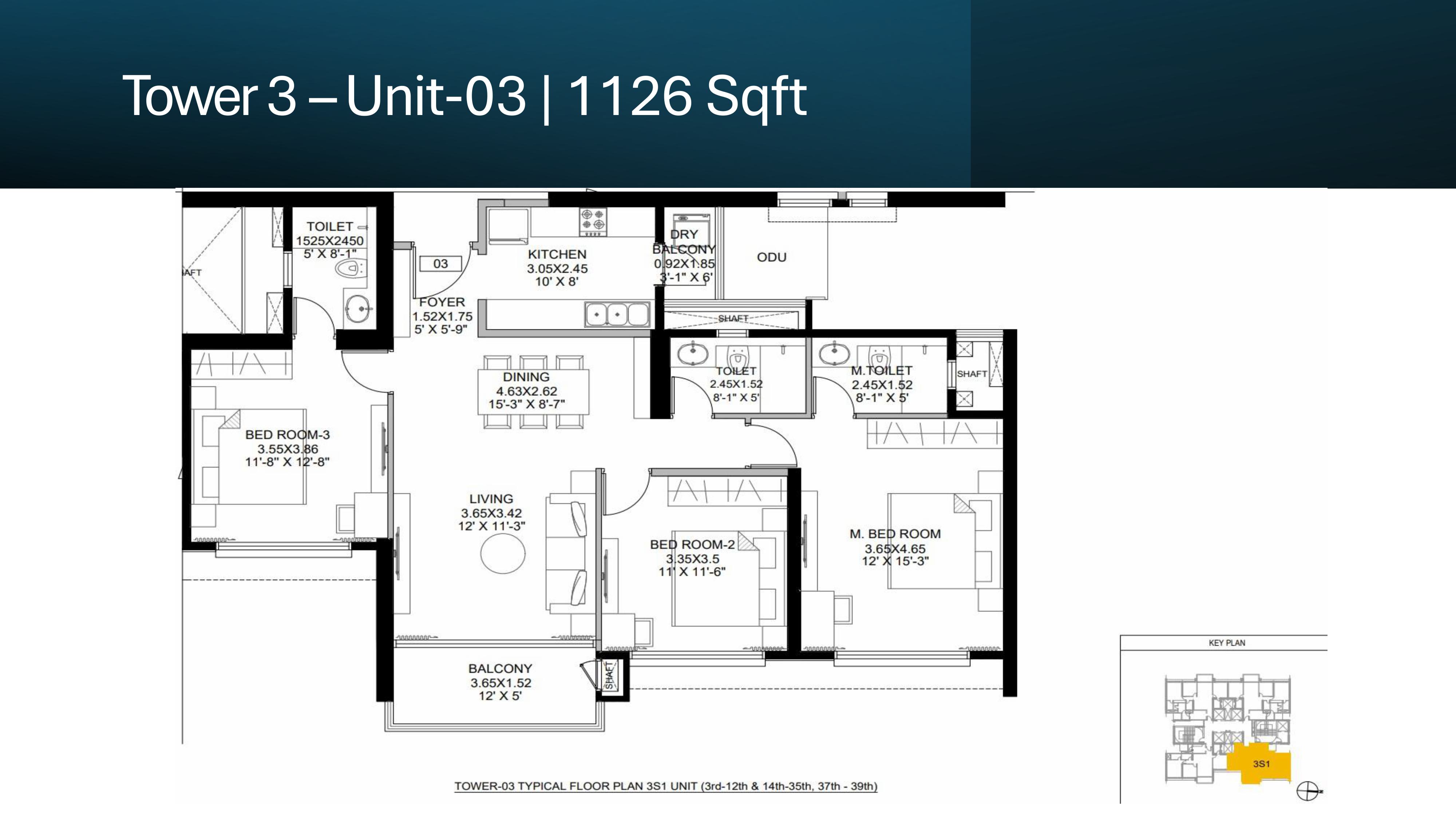 3 BHK (L) Floor Plan