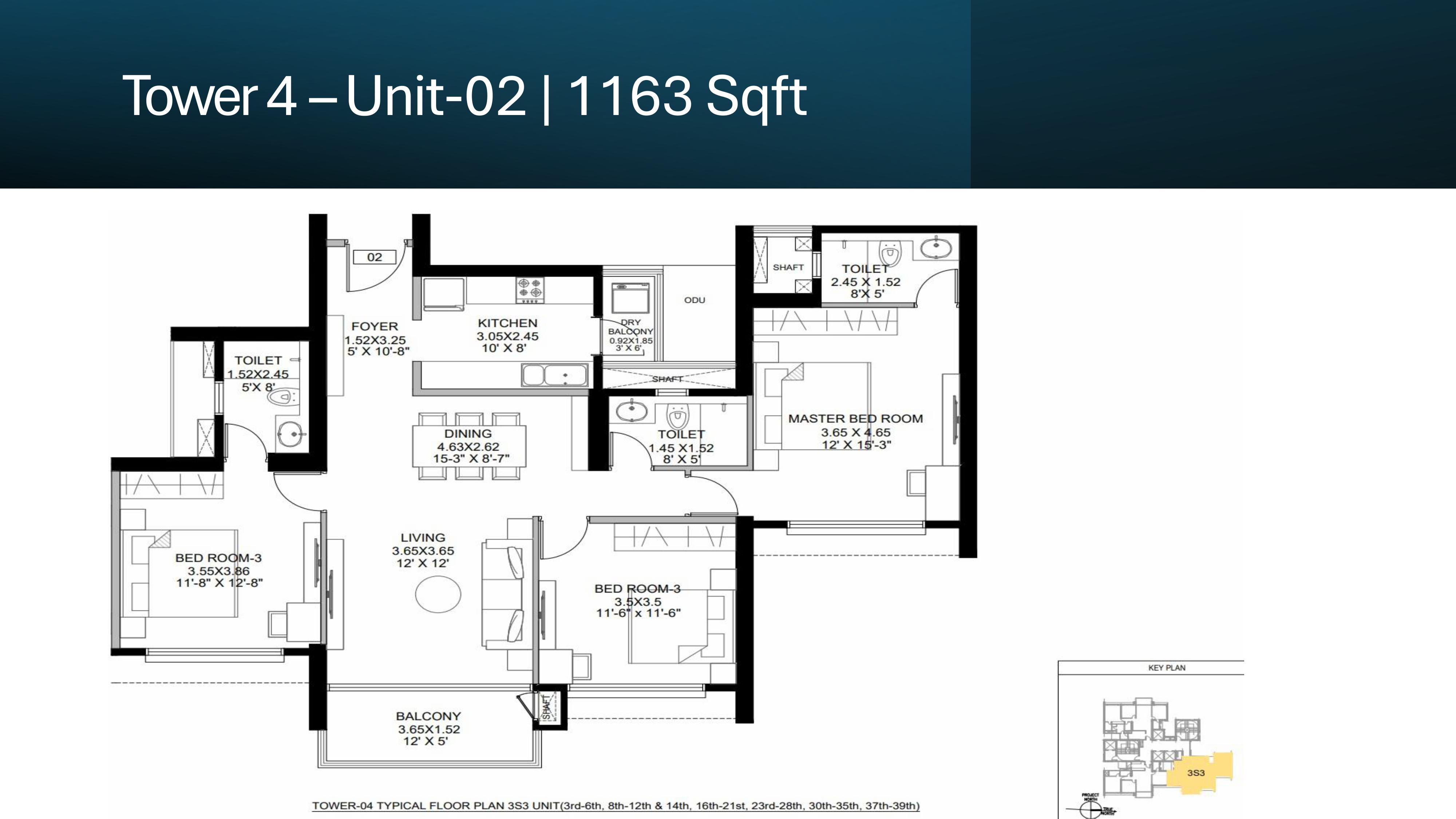 3 BHK (L) Floor Plan
